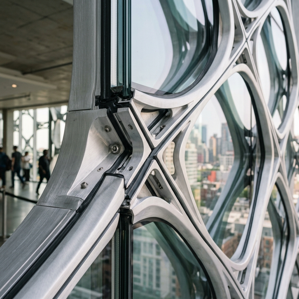 Sleek parametric window mullion and facade module detail render