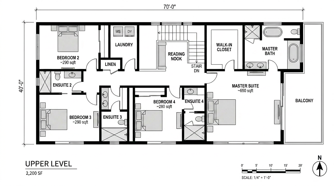 High-fidelity upper level render of concrete villa variant 2